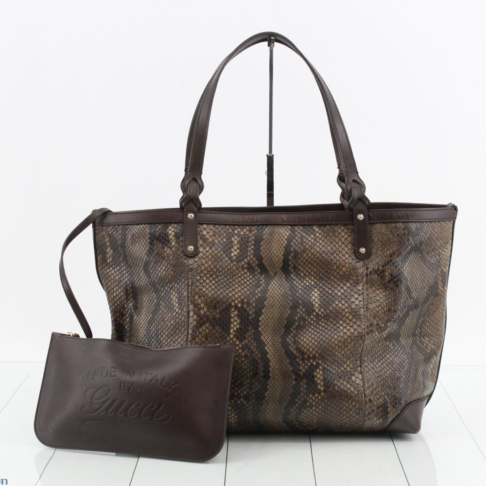 Gucci Python Tote Bag with Pouch - image 7